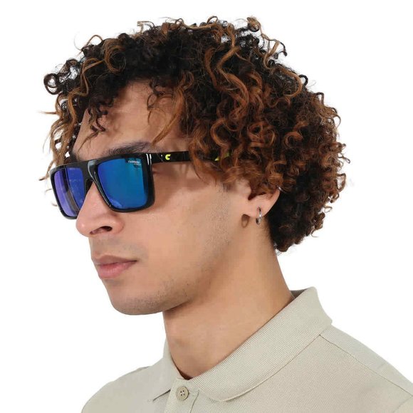 Carrera 8055/S 07ZJ Z9 Square Sunglasses - Black/Green Mirror - Picture 4 of 10